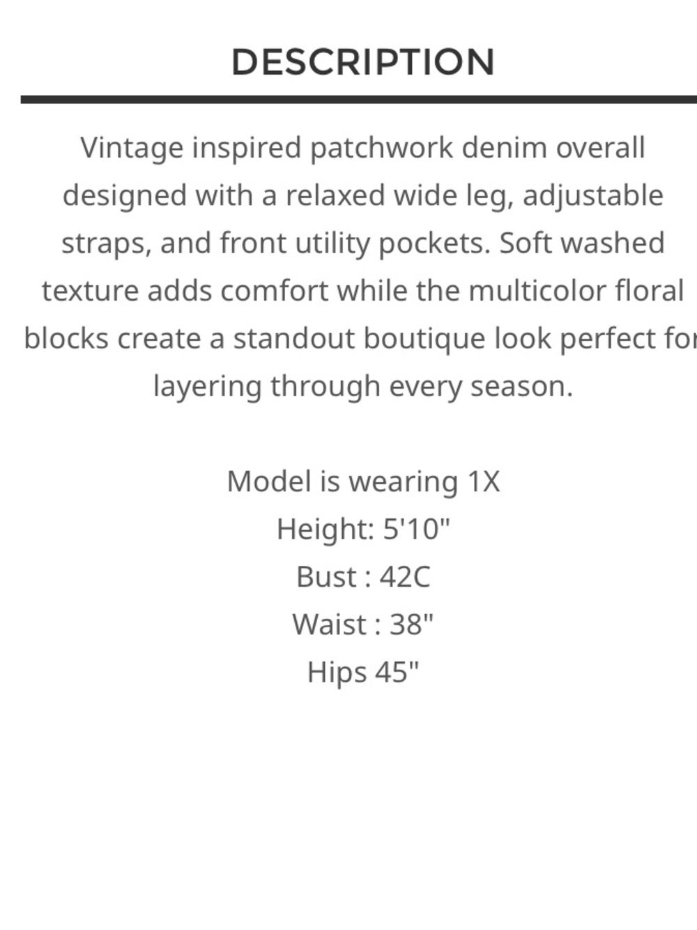 4020 Size 2X DAVI & DANI PLUS FLOWER PATCHWORK OVERALLS - Picture 4 of 4